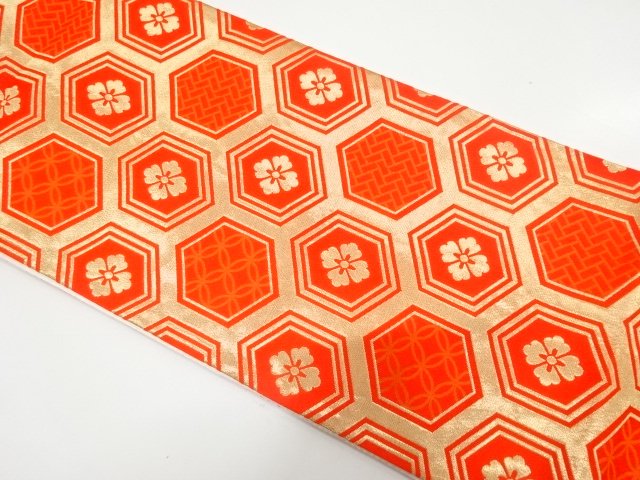 JAPANESE KIMONO / FLOWER TORTOISESHELL PATTERN WOVEN CHILDRENS OBI